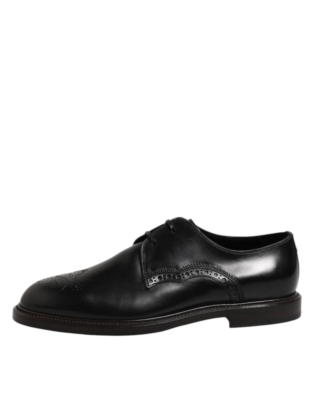 Dolce &amp; Gabbana Black Leather Derby Wingtip Formal Shoes