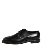 Dolce &amp; Gabbana Black Leather Derby Wingtip Formal Shoes
