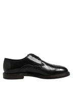 Dolce &amp; Gabbana Black Leather Derby Wingtip Formal Shoes