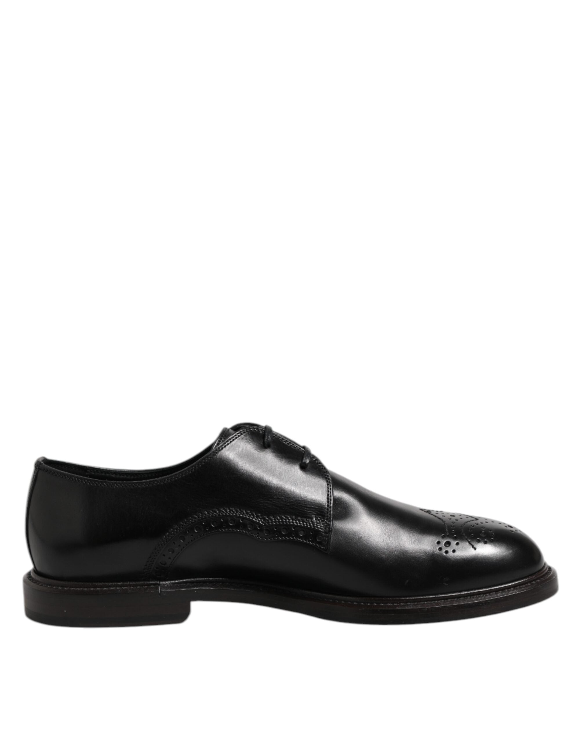 Dolce &amp; Gabbana Black Leather Derby Wingtip Formal Shoes