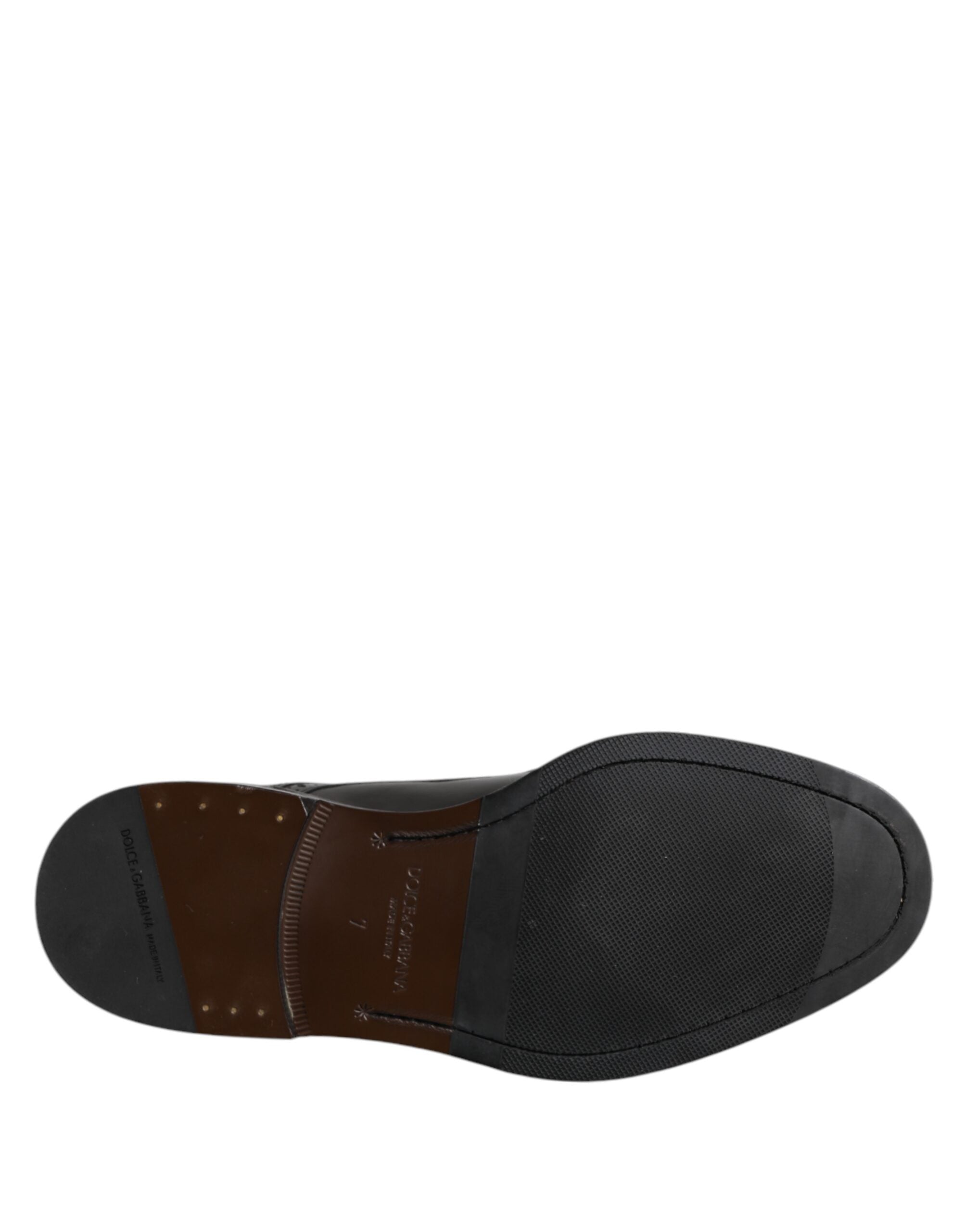Dolce &amp; Gabbana Black Leather Derby Wingtip Formal Shoes