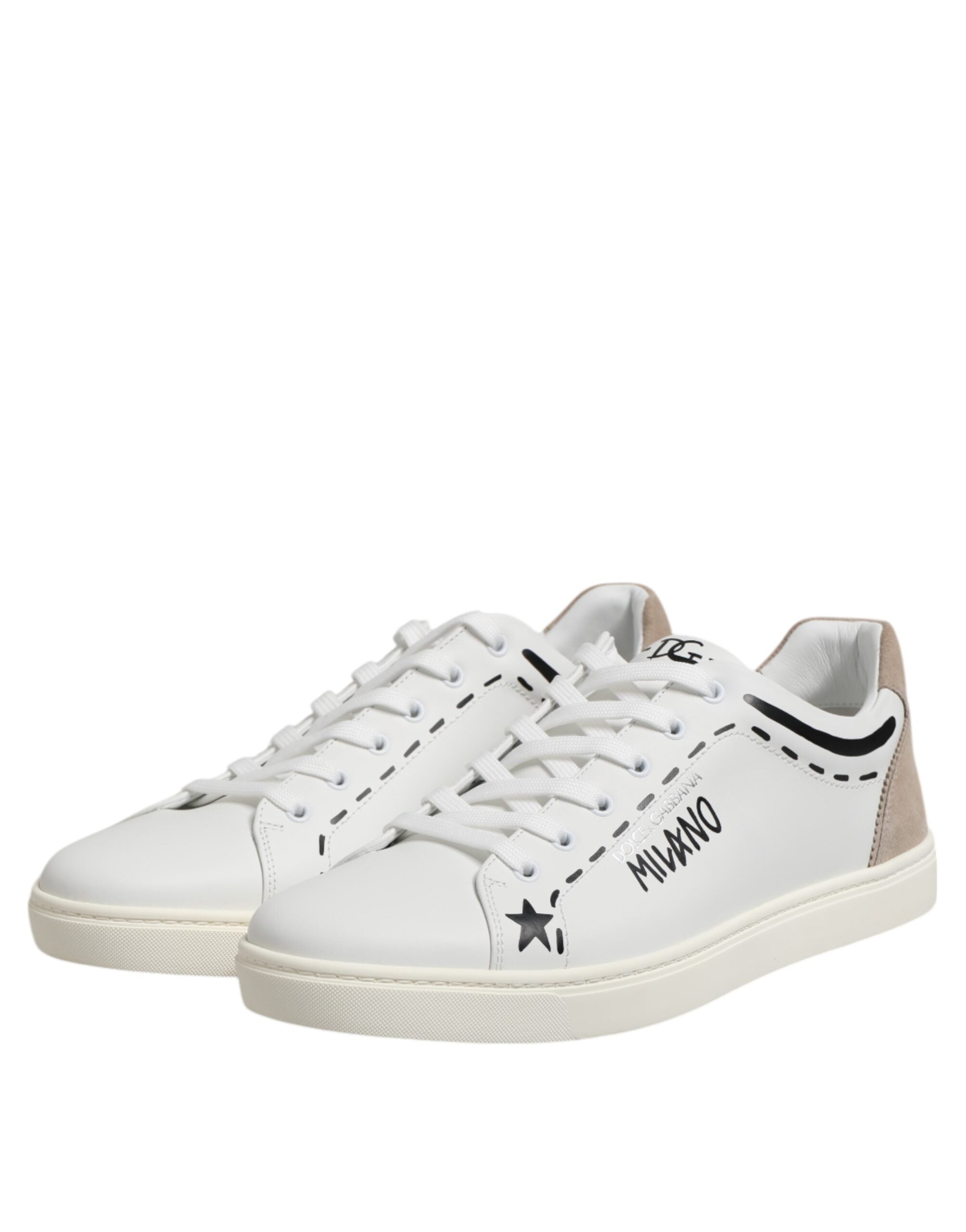 Dolce &amp; Gabbana White Leather MILANO Low Top Sneakers Shoes