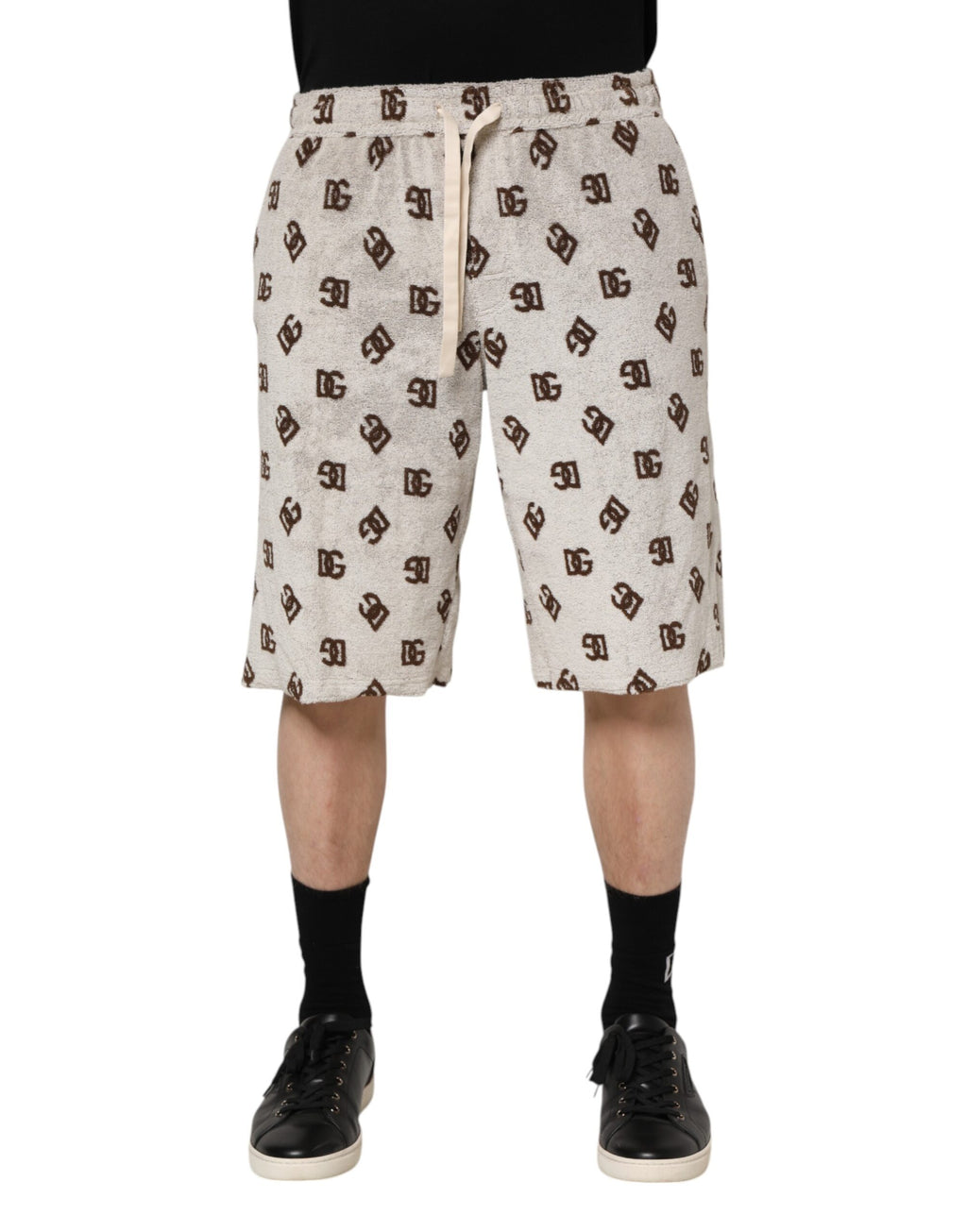 Dolce &amp; Gabbana White Cotton DG Mania Print Men Bermuda Shorts