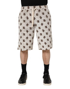 Dolce &amp; Gabbana White Cotton DG Mania Print Men Bermuda Shorts