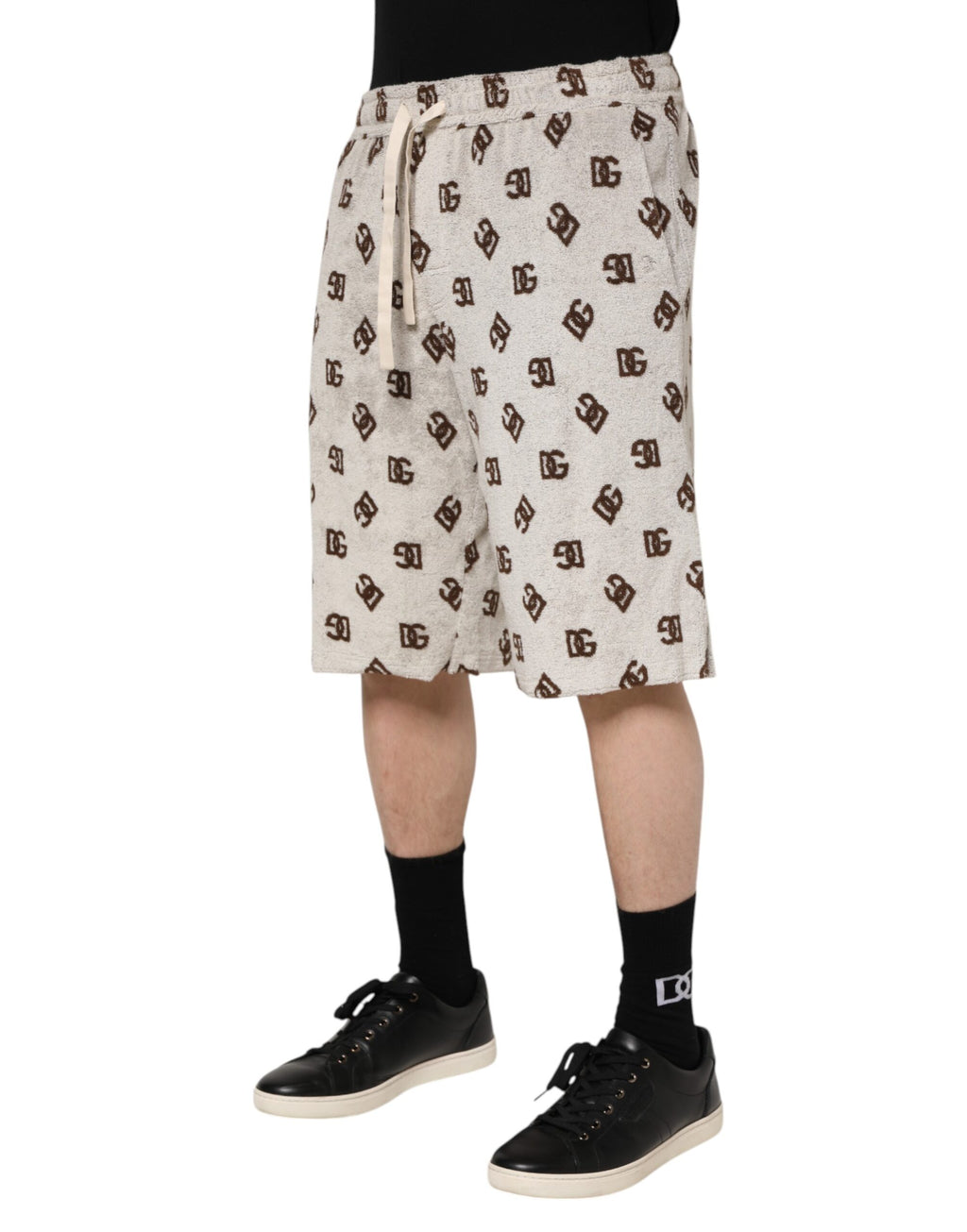 Dolce &amp; Gabbana White Cotton DG Mania Print Men Bermuda Shorts