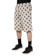 Dolce &amp; Gabbana White Cotton DG Mania Print Men Bermuda Shorts