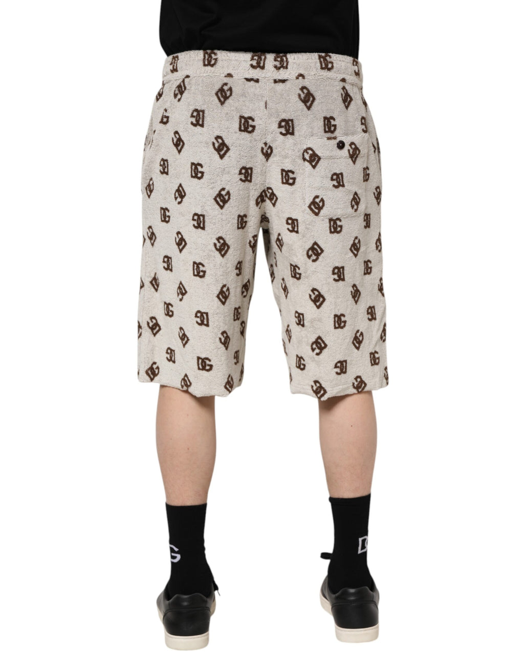 Dolce &amp; Gabbana White Cotton DG Mania Print Men Bermuda Shorts