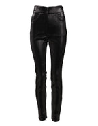 Dolce &amp; Gabbana Black Cotton Stretch Silver Lurex Thread Pants