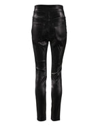 Dolce &amp; Gabbana Black Cotton Stretch Silver Lurex Thread Pants