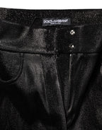 Dolce &amp; Gabbana Black Cotton Stretch Silver Lurex Thread Pants