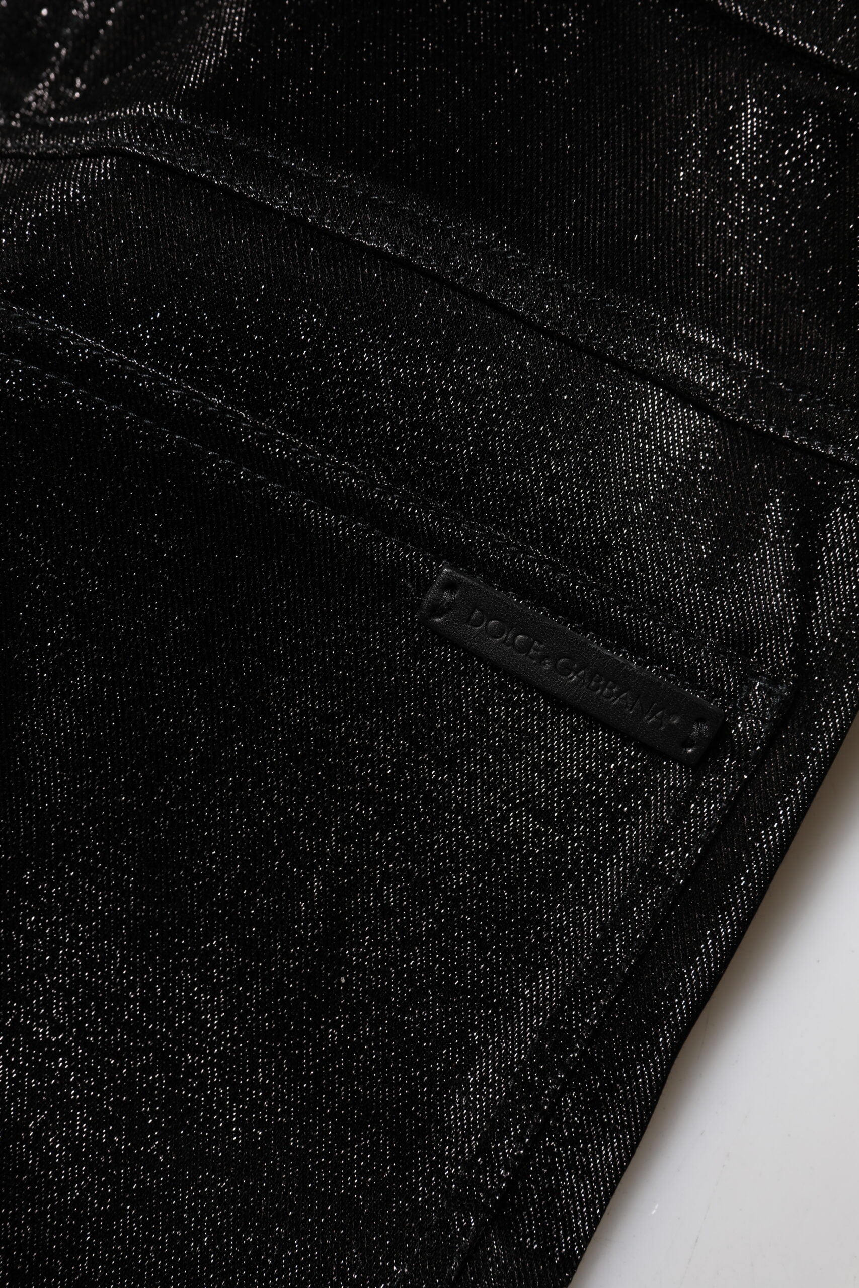 Dolce &amp; Gabbana Black Cotton Stretch Silver Lurex Thread Pants