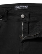 Dolce &amp; Gabbana Black Cotton Skinny Mid Waist Denim Jeans