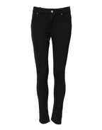 Dolce &amp; Gabbana Black Cotton Skinny Mid Waist Denim Jeans