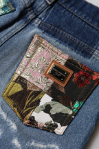 Dolce &amp; Gabbana Blue Tattered High Waist Women Denim Jeans