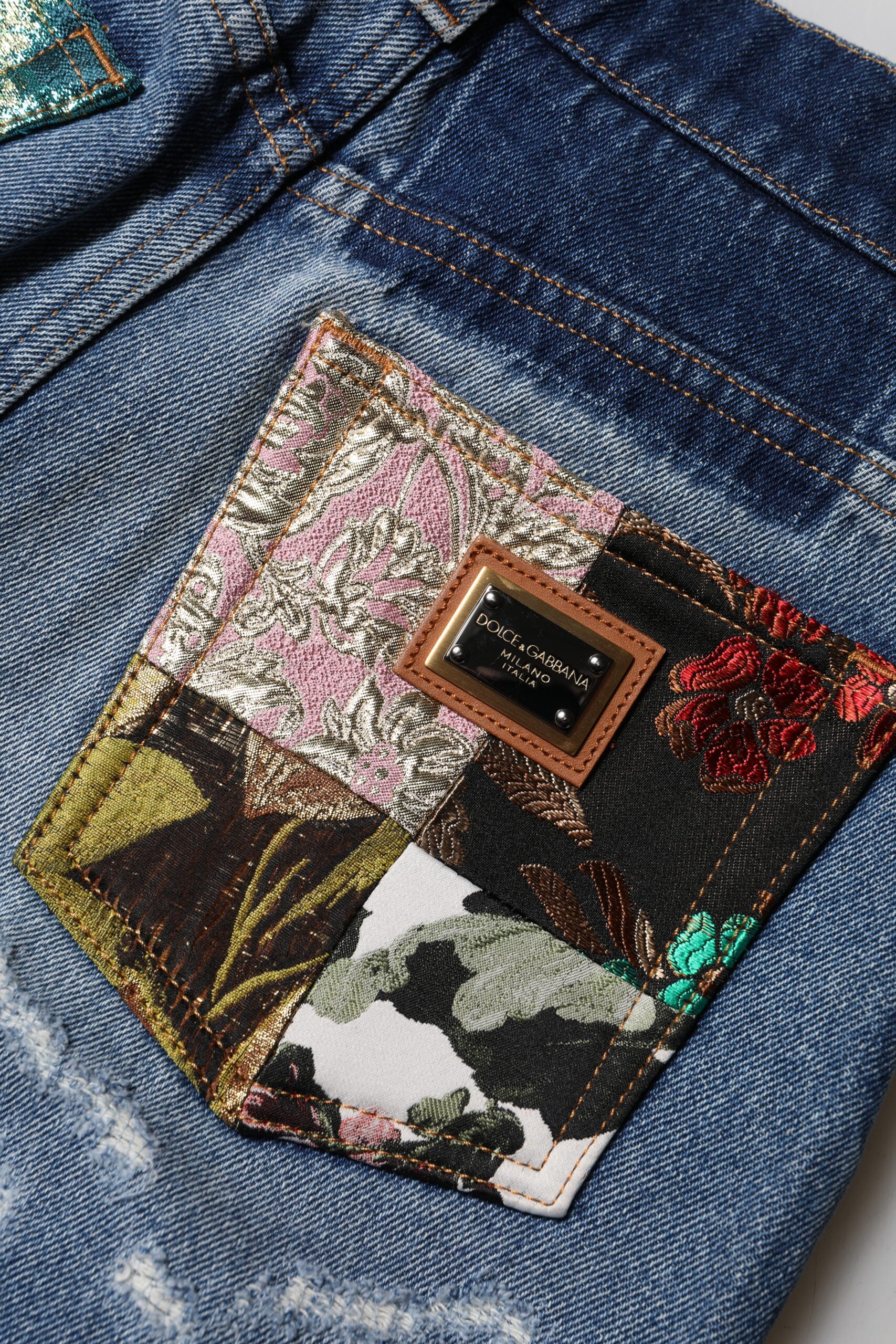 Dolce &amp; Gabbana Blue Tattered High Waist Women Denim Jeans
