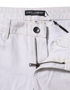 Dolce &amp; Gabbana White Cotton Mid Waisted Women Denim Jeans