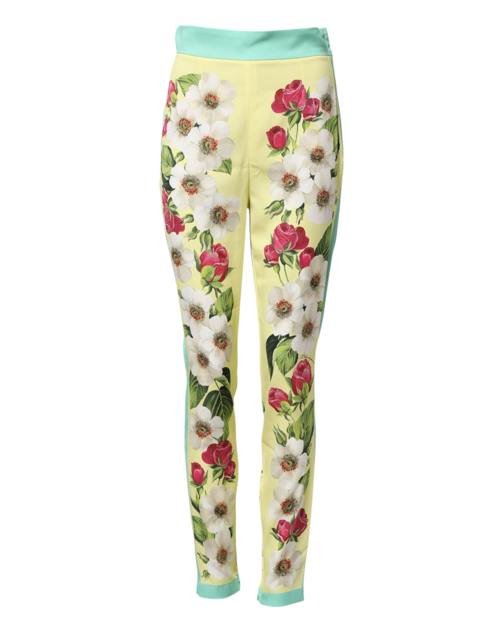 Dolce &amp; Gabbana Yellow Silk Floral Leggings Pants