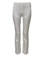 Dolce &amp; Gabbana Ivory Silk Tapered High Waist Pants