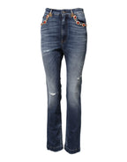 Dolce &amp; Gabbana Blue Rhinestone Embellished Denim Jeans