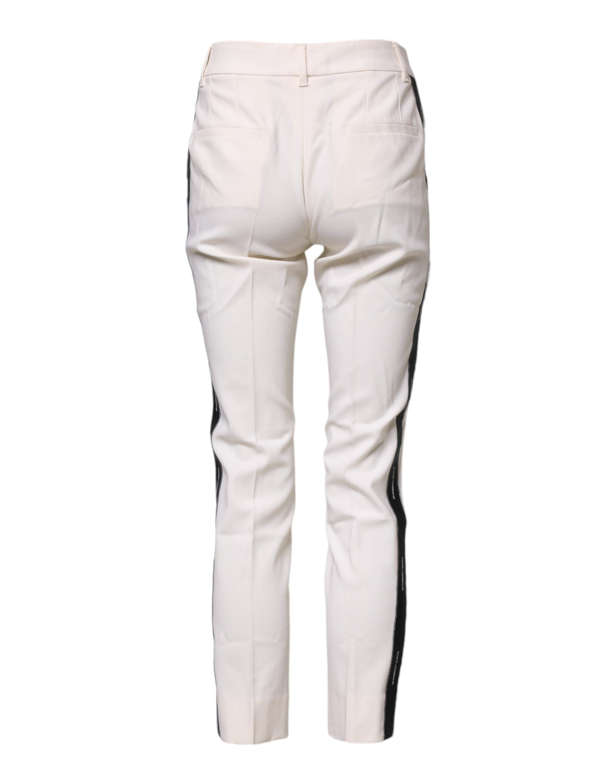 Dolce &amp; Gabbana White Wool Tapered High Waist Pants