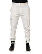 Dolce &amp; Gabbana White Cotton Jogger Cargo Skinny Men Pants