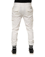 Dolce &amp; Gabbana White Cotton Jogger Cargo Skinny Men Pants