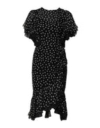 Dolce &amp; Gabbana Black White Lace Polka Dot Chiffon Dress