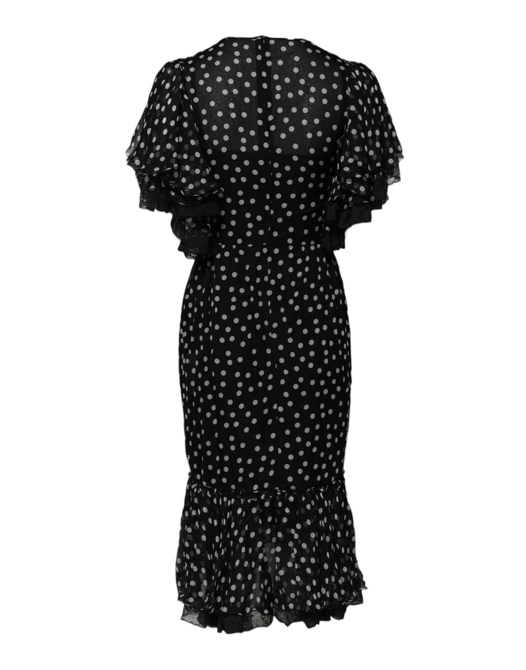 Dolce &amp; Gabbana Black White Lace Polka Dot Chiffon Dress