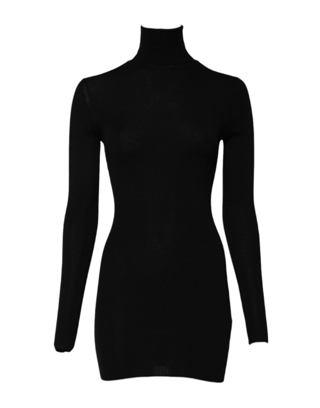 Dolce &amp; Gabbana Black Long Sleeves Turtle Neck Mini Dress