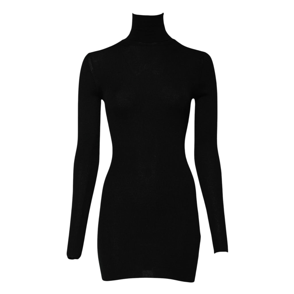 Dolce &amp; Gabbana Black Long Sleeves Turtle Neck Mini Dress