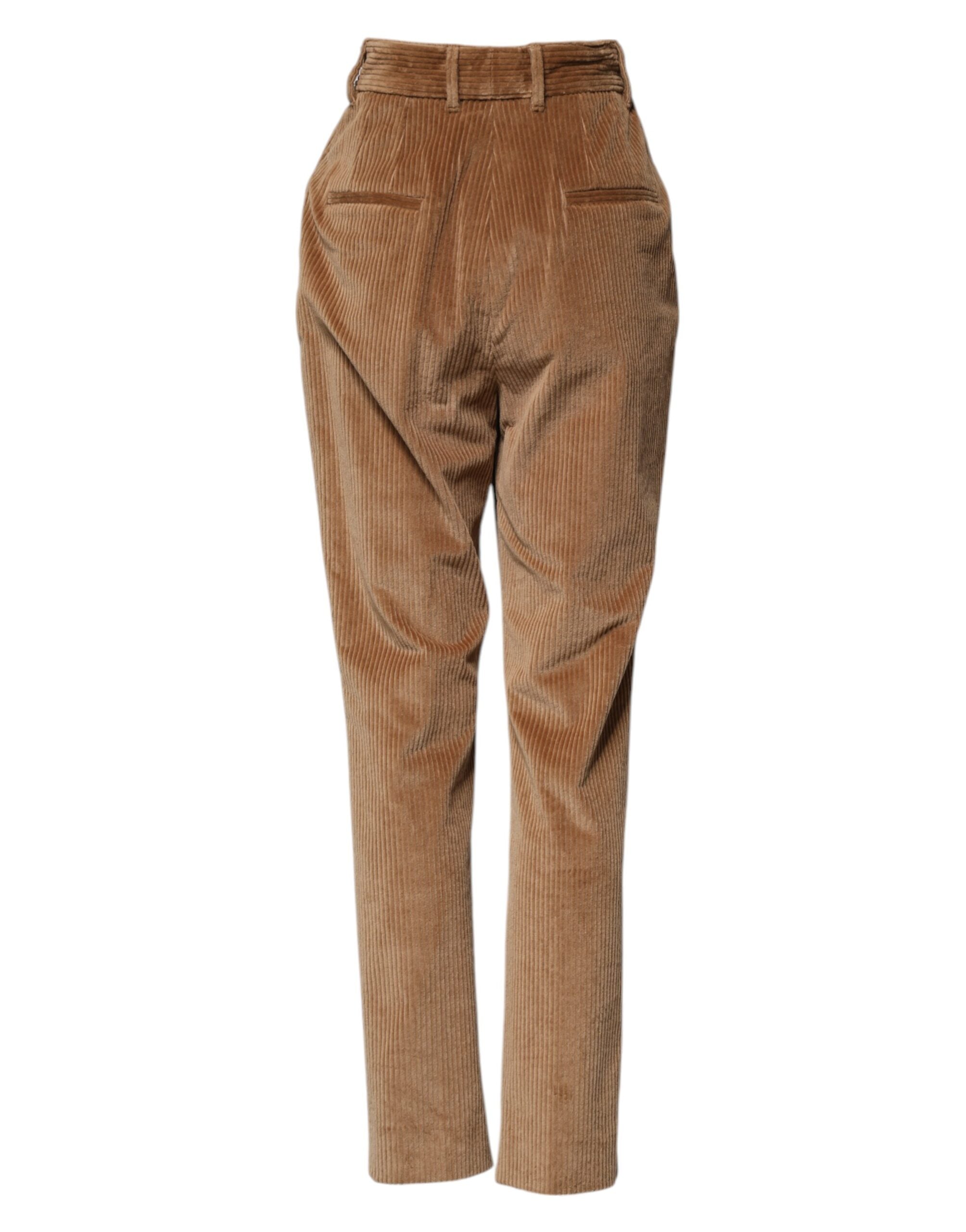 Dolce &amp; Gabbana Brown Cotton Corduroy Tapered Pants