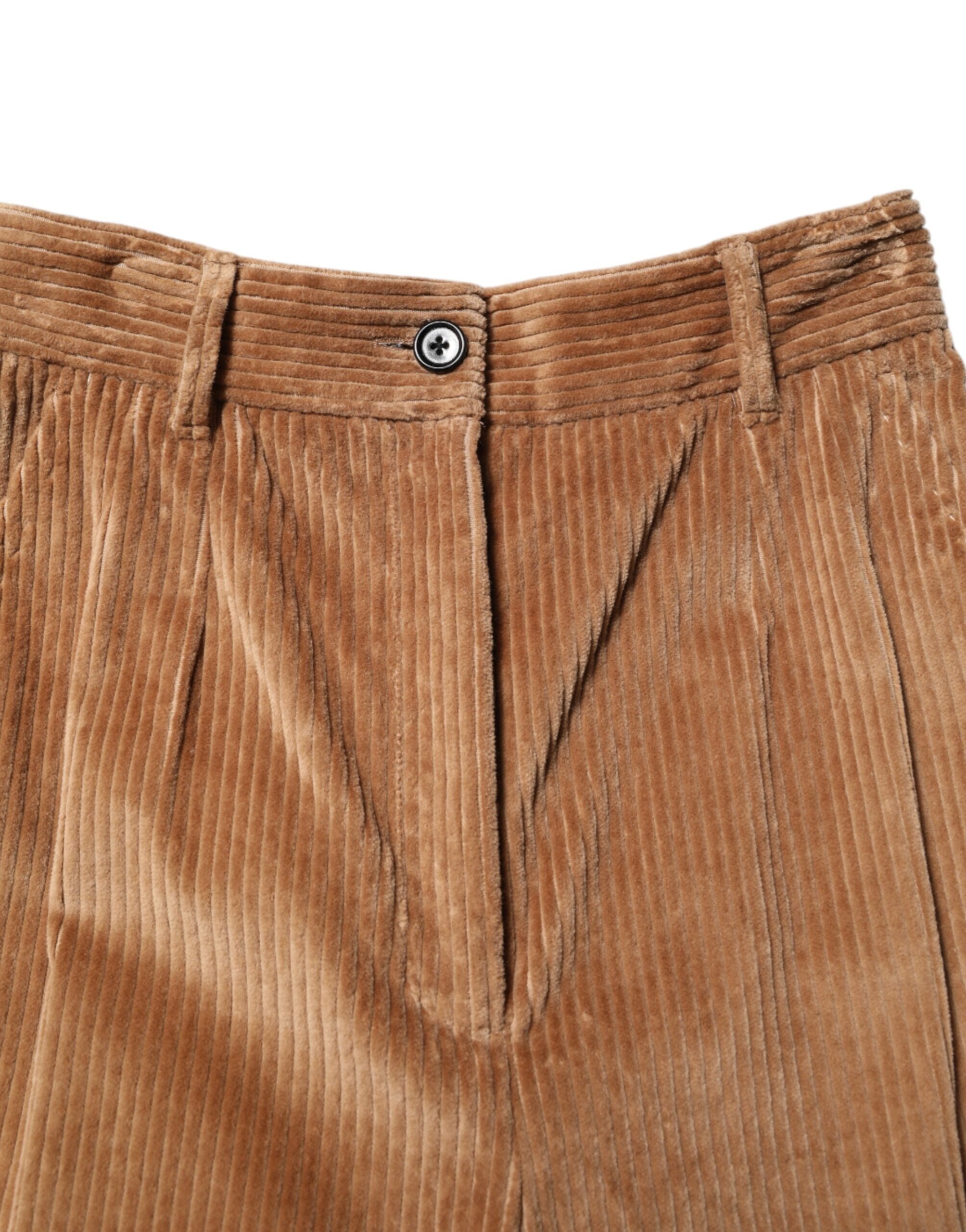 Dolce &amp; Gabbana Brown Cotton Corduroy Tapered Pants