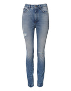 Dolce &amp; Gabbana Blue Washed Skinny High Waist Denim Jeans