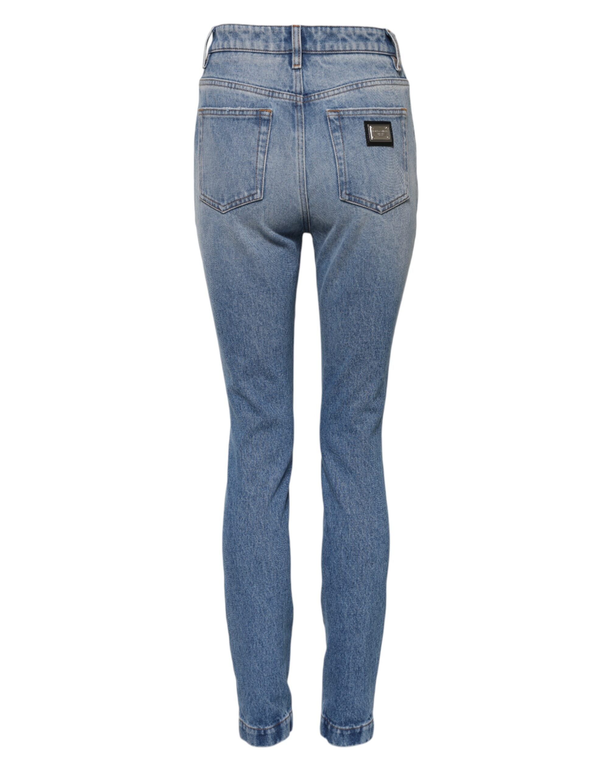 Dolce &amp; Gabbana Blue Washed Skinny High Waist Denim Jeans