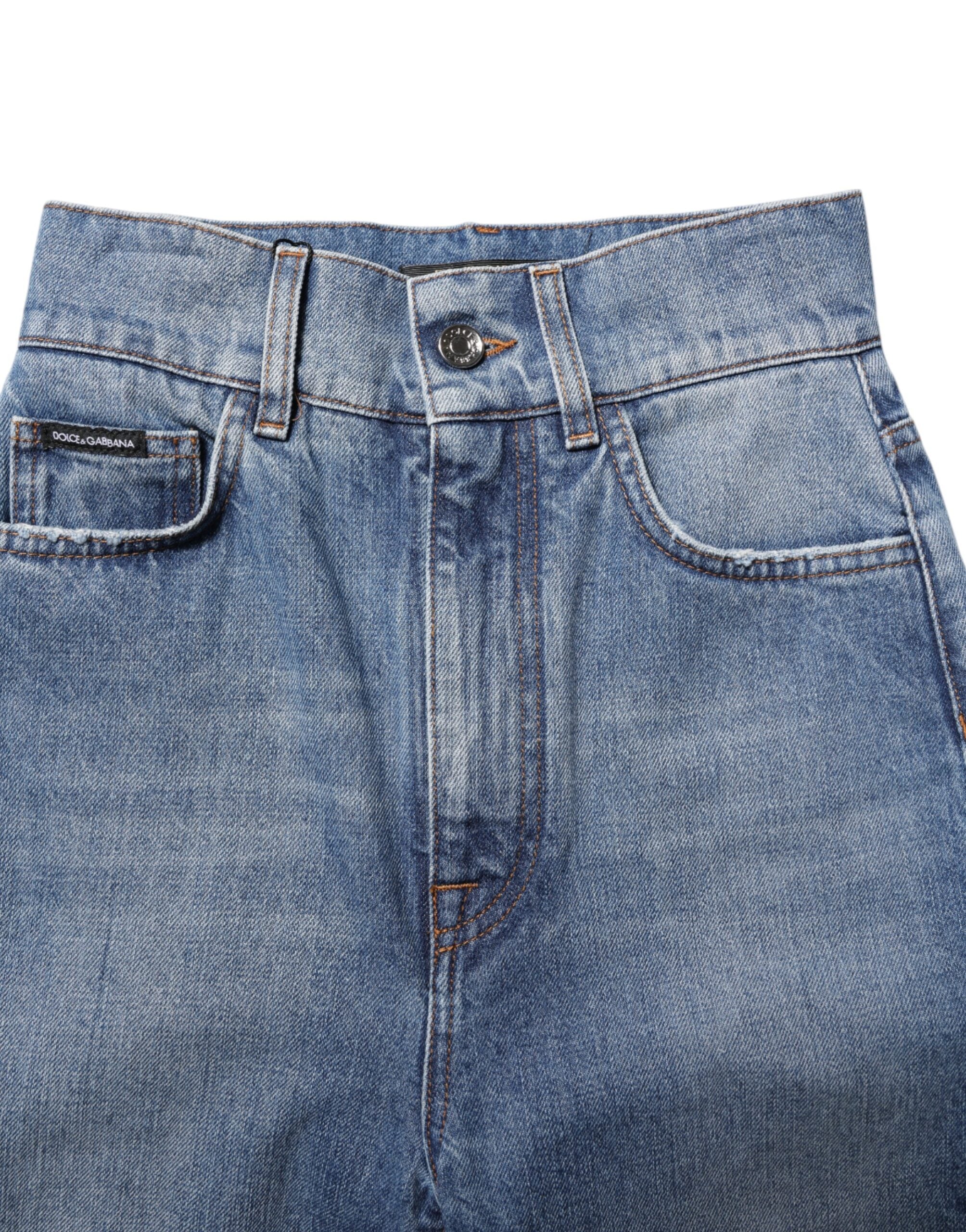 Dolce &amp; Gabbana Blue Washed Skinny High Waist Denim Jeans