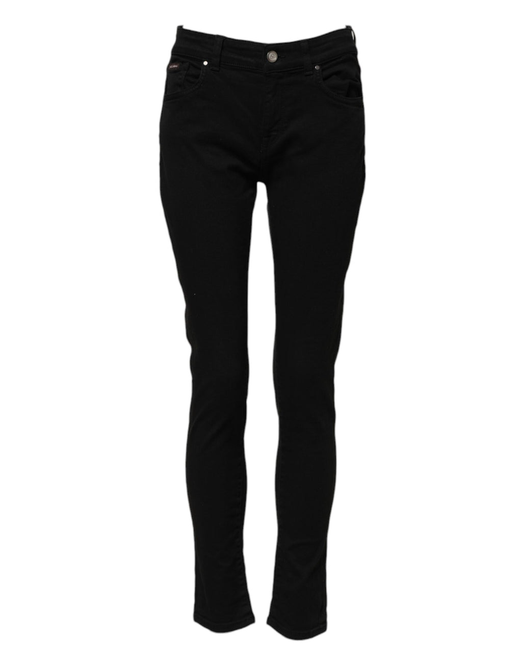 Dolce &amp; Gabbana Black Cotton Logo Skinny Mid Waist Denim Jeans
