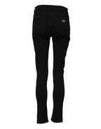 Dolce &amp; Gabbana Black Cotton Logo Skinny Mid Waist Denim Jeans