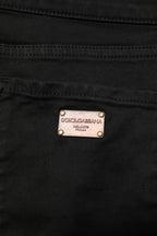 Dolce &amp; Gabbana Black Cotton Logo Skinny Mid Waist Denim Jeans
