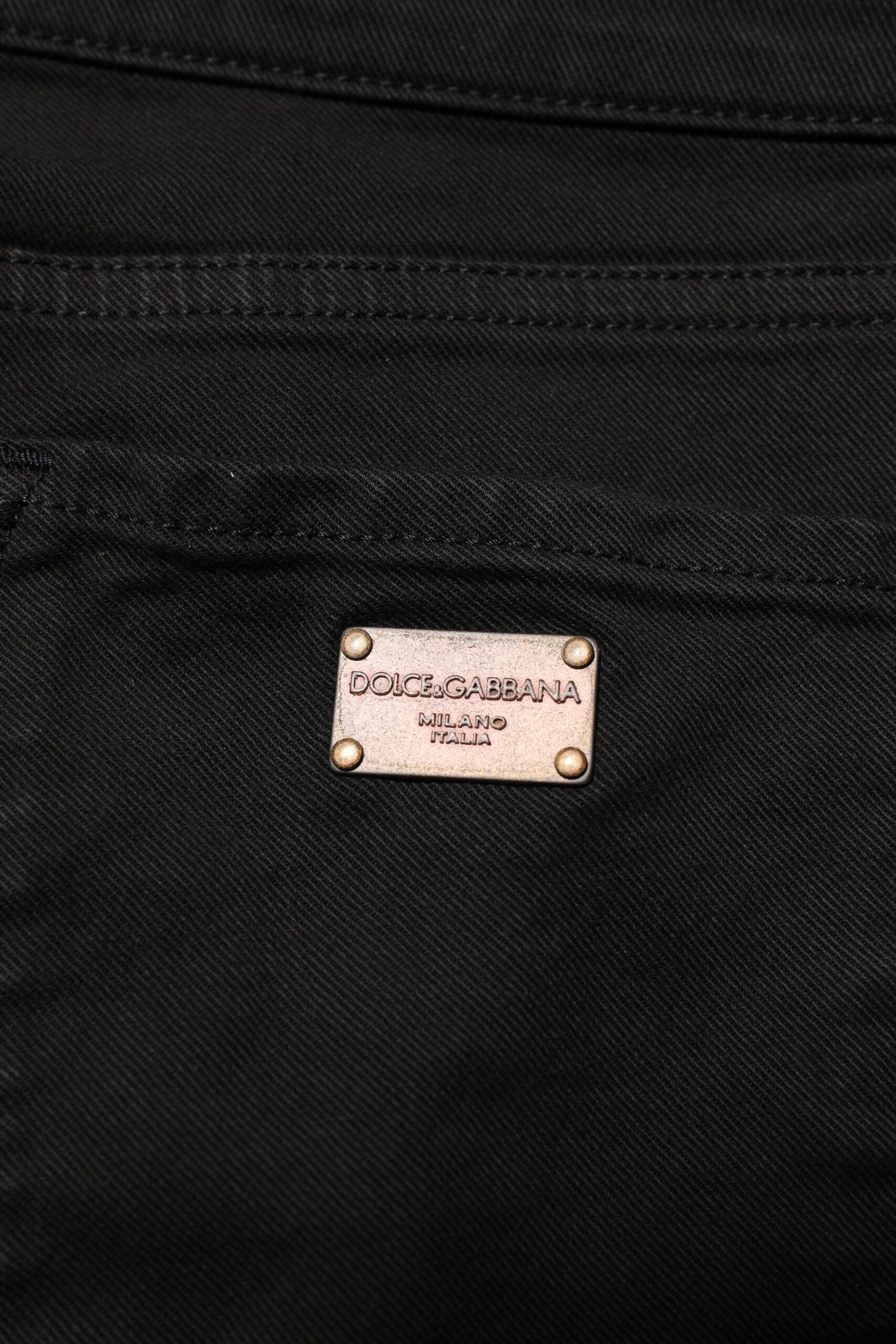 Dolce &amp; Gabbana Black Cotton Logo Skinny Mid Waist Denim Jeans