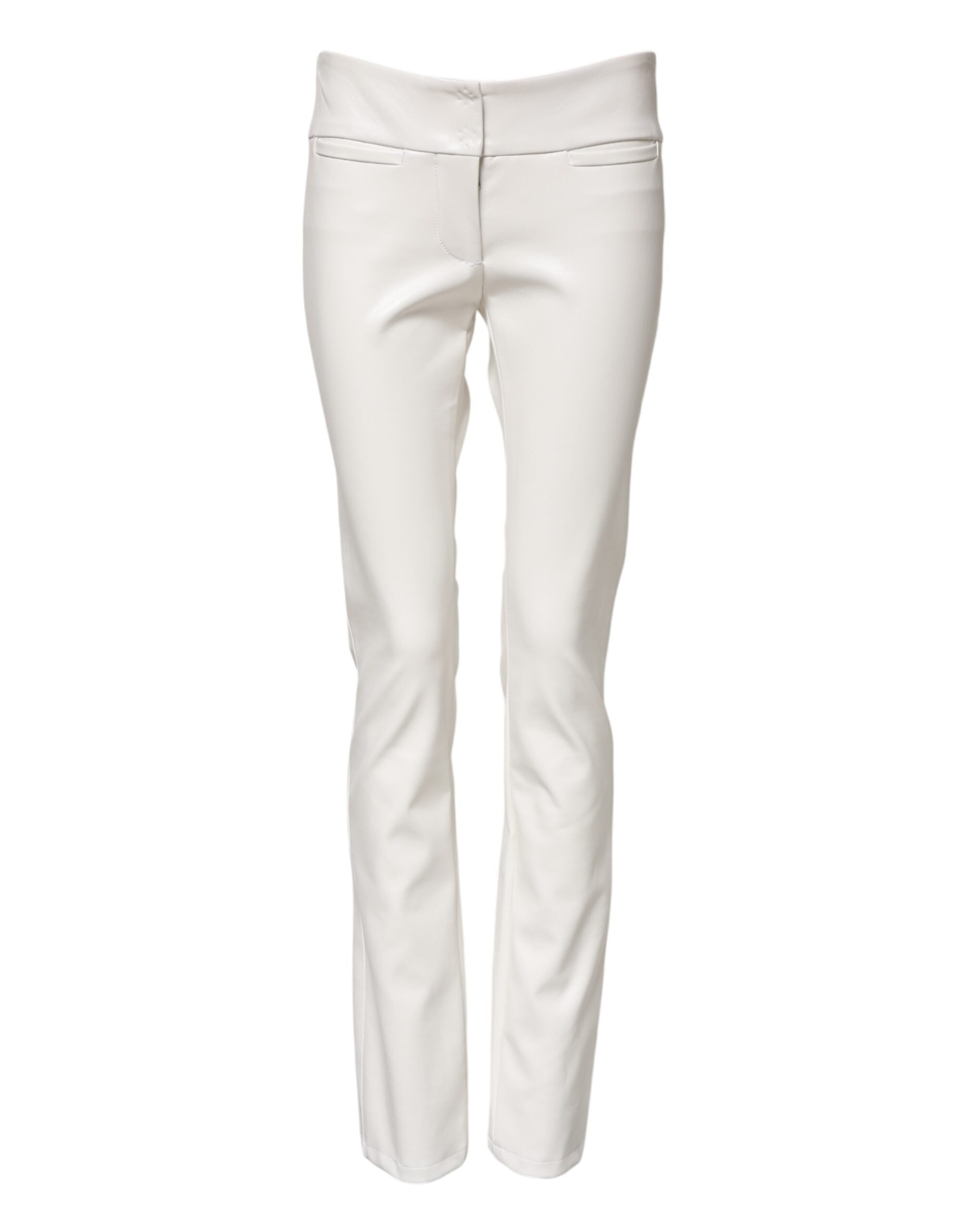 Dolce &amp; Gabbana White Polyurethane High Waist Tapered Pants