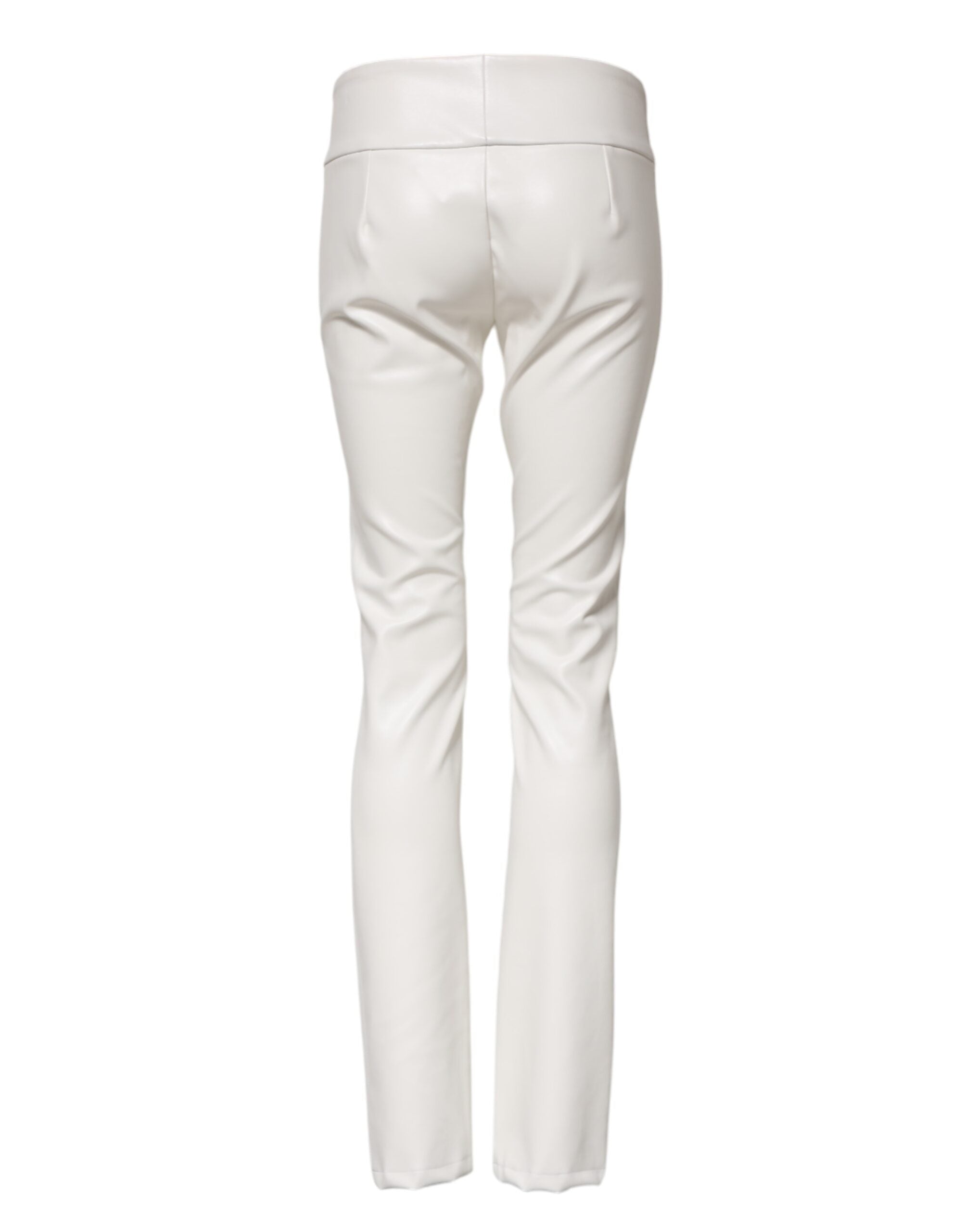 Dolce &amp; Gabbana White Polyurethane High Waist Tapered Pants