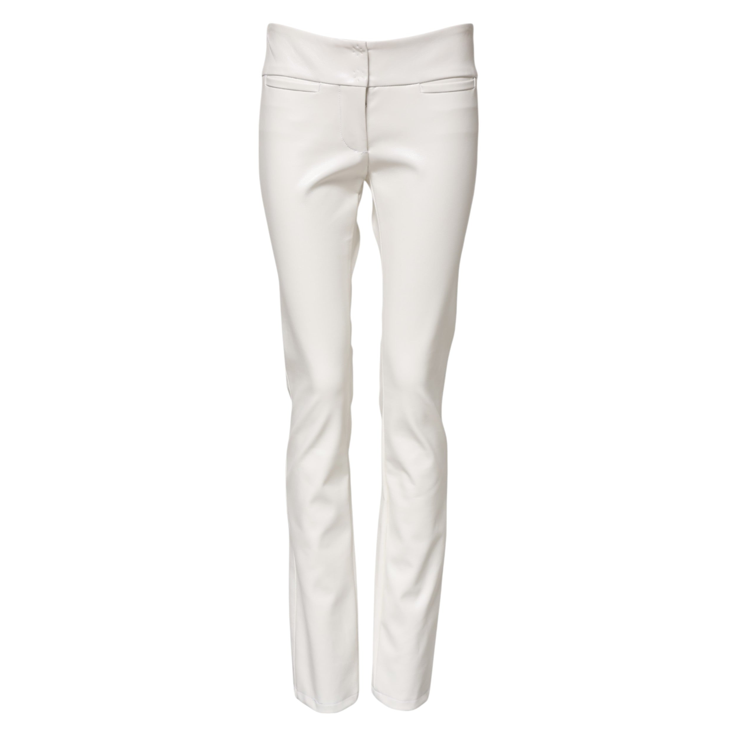 Dolce &amp; Gabbana White Polyurethane High Waist Tapered Pants