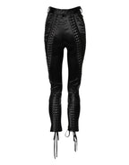 Dolce &amp; Gabbana Black Lace Details High Waist Skinny Pants