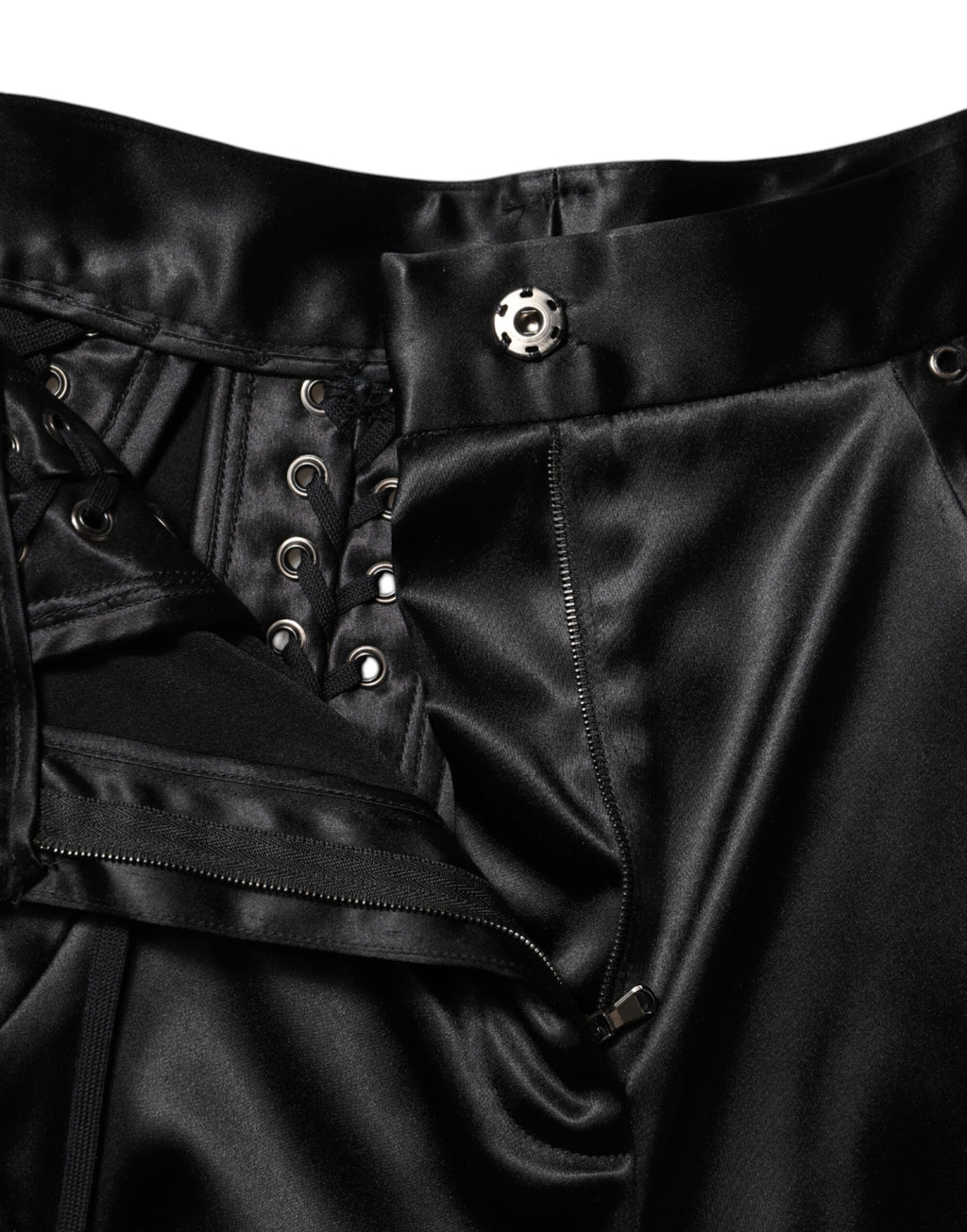 Dolce &amp; Gabbana Black Lace Details High Waist Skinny Pants