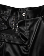 Dolce &amp; Gabbana Black Lace Details High Waist Skinny Pants