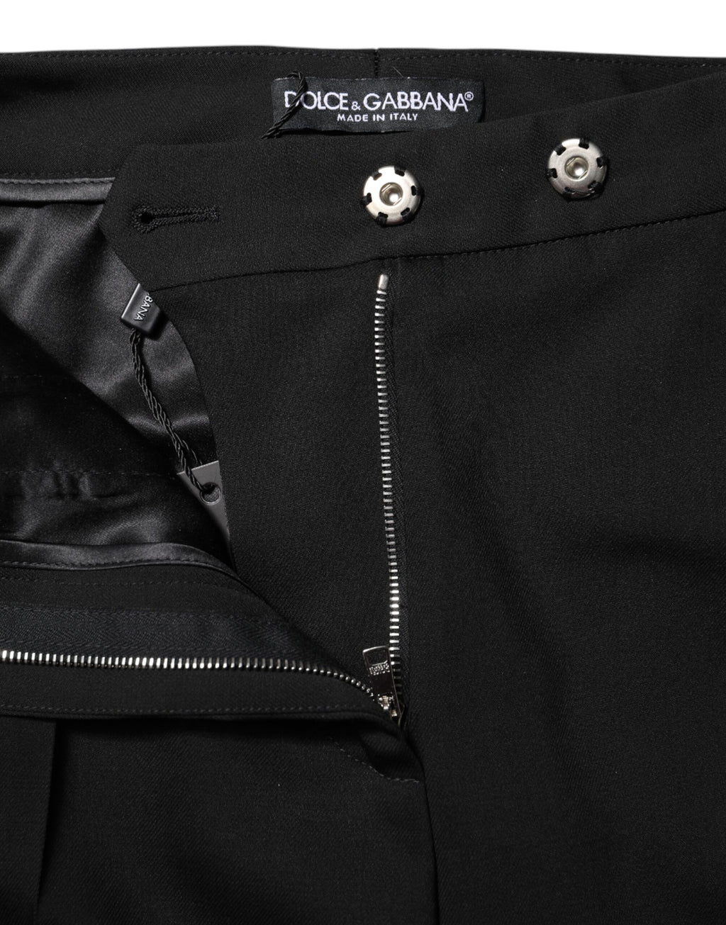 Dolce &amp; Gabbana Black Wool High Waist Flared Pants