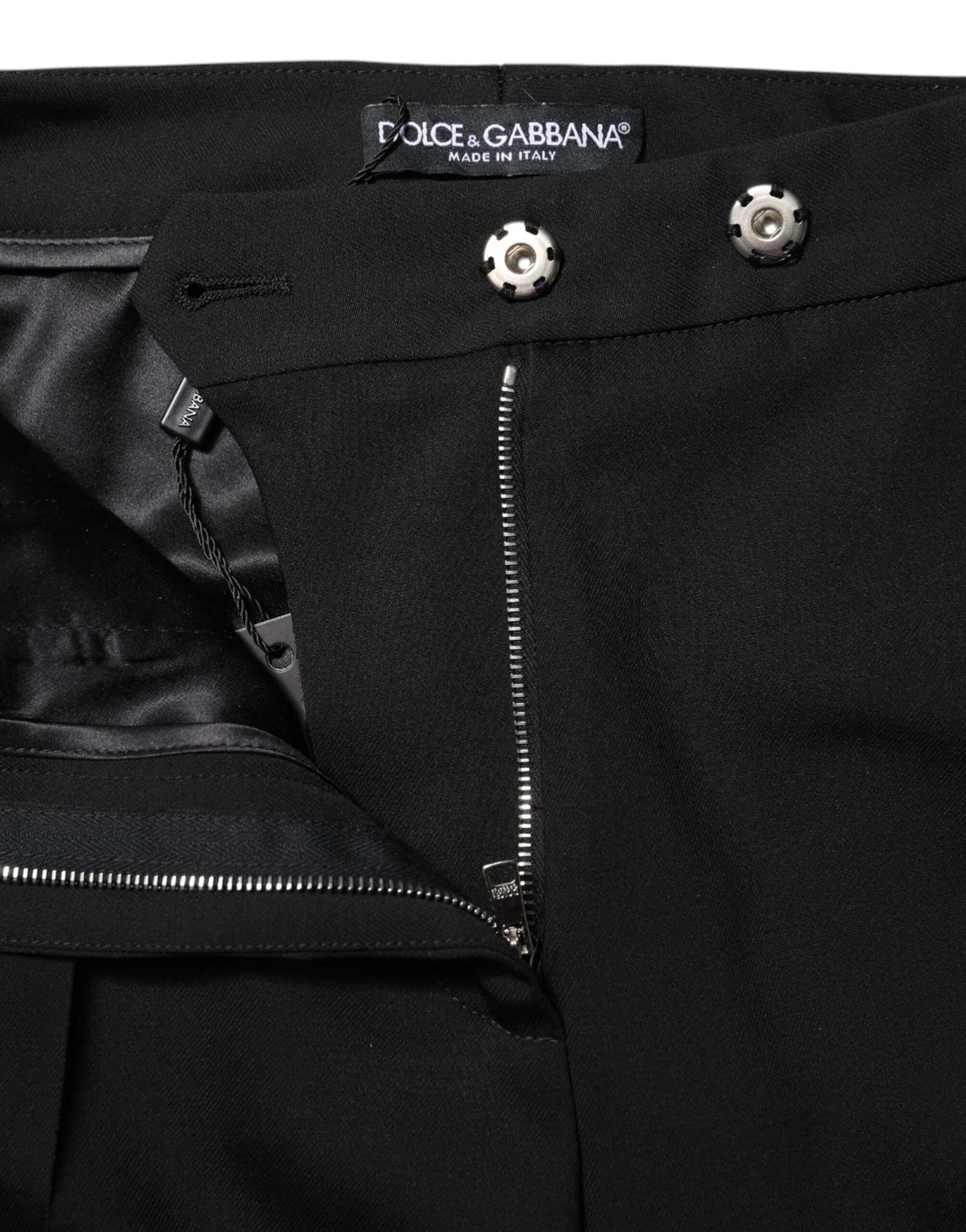 Dolce &amp; Gabbana Black Wool High Waist Flared Pants