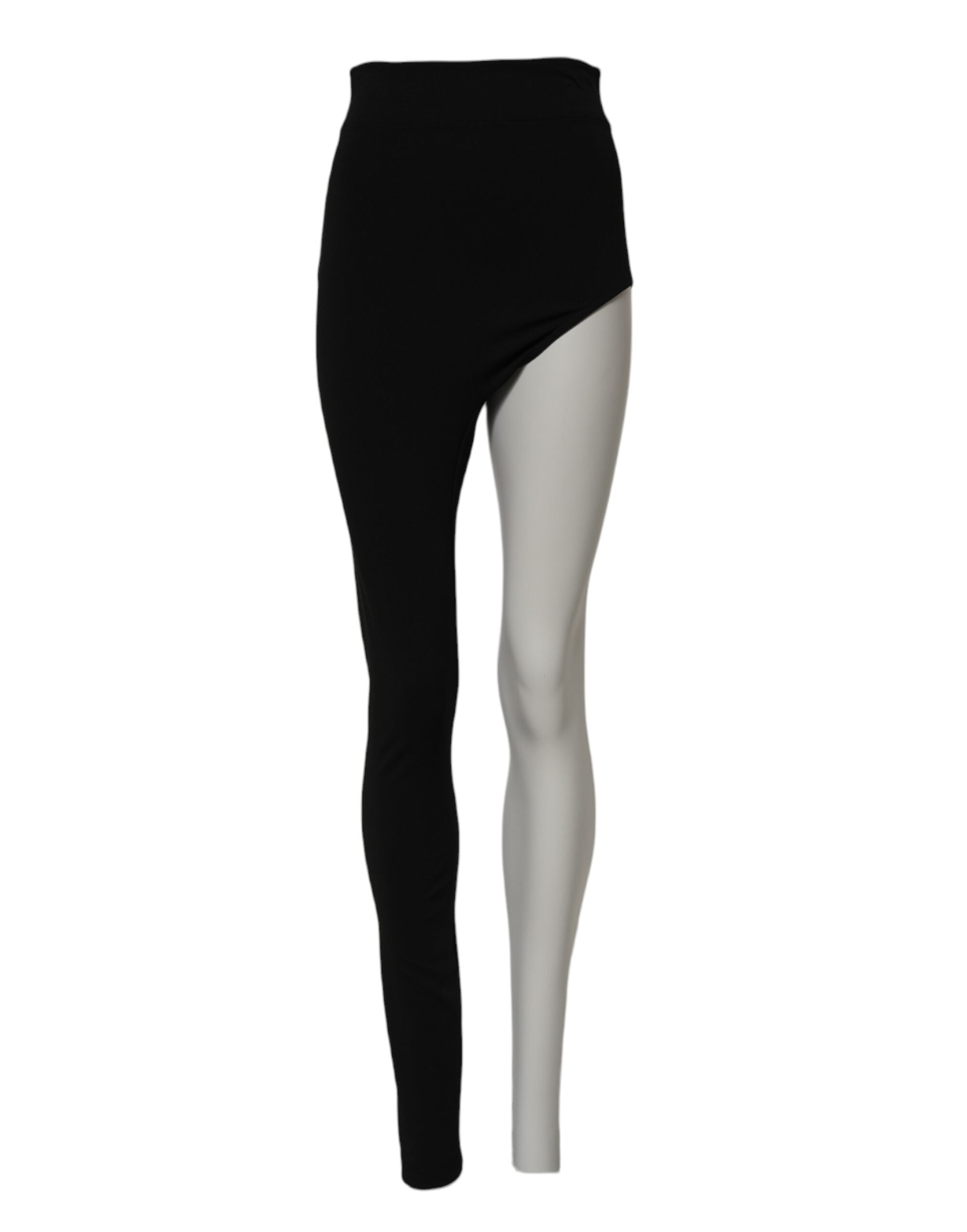 Dolce &amp; Gabbana Black Wool High Waist Single Leg Pants