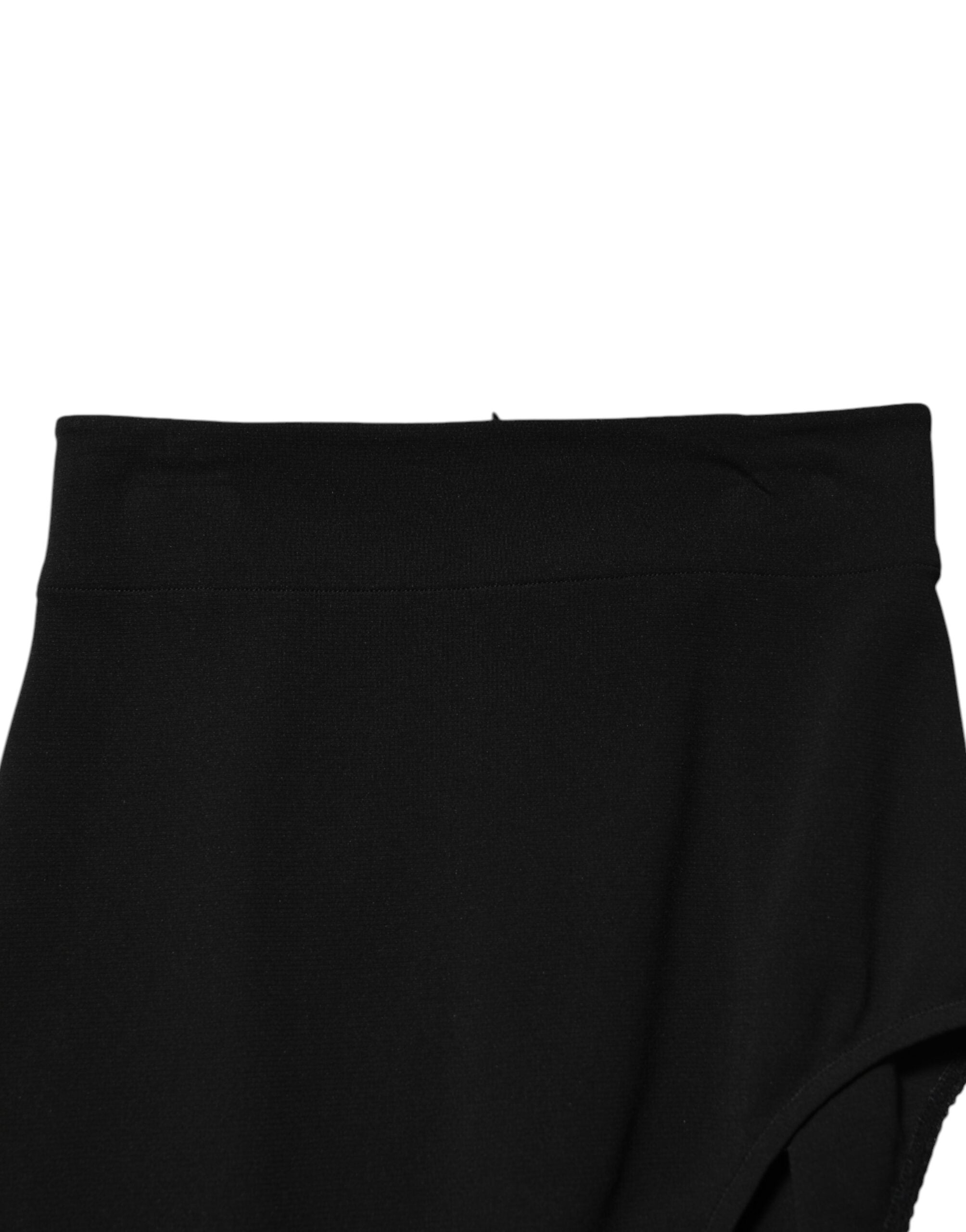Dolce &amp; Gabbana Black Wool High Waist Single Leg Pants