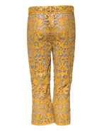 Dolce &amp; Gabbana Yellow Floral Lace Mid Waist Capri Pants